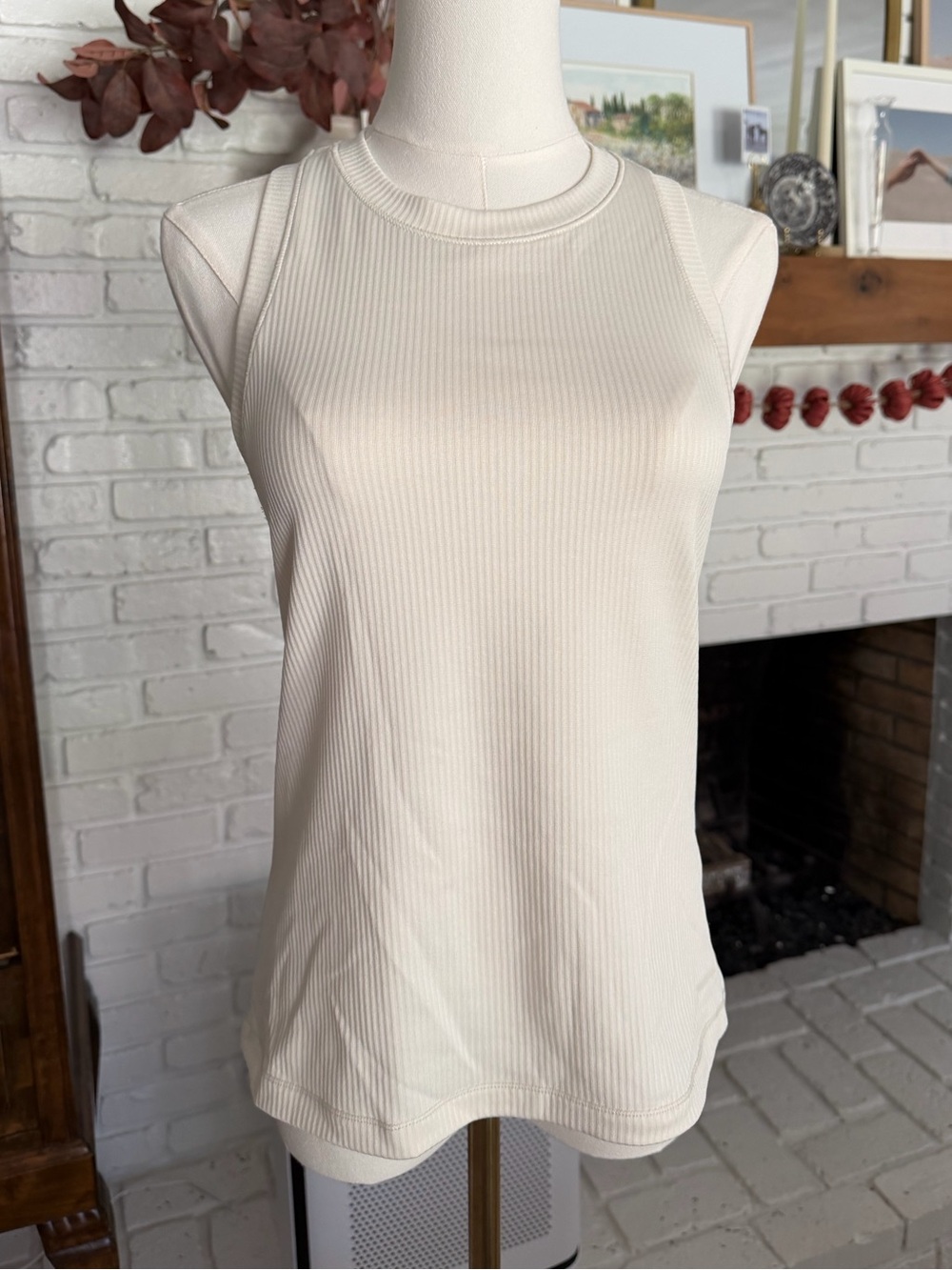 Calia by Carrie Underwood Cream Ribbed Sleeveless Tank